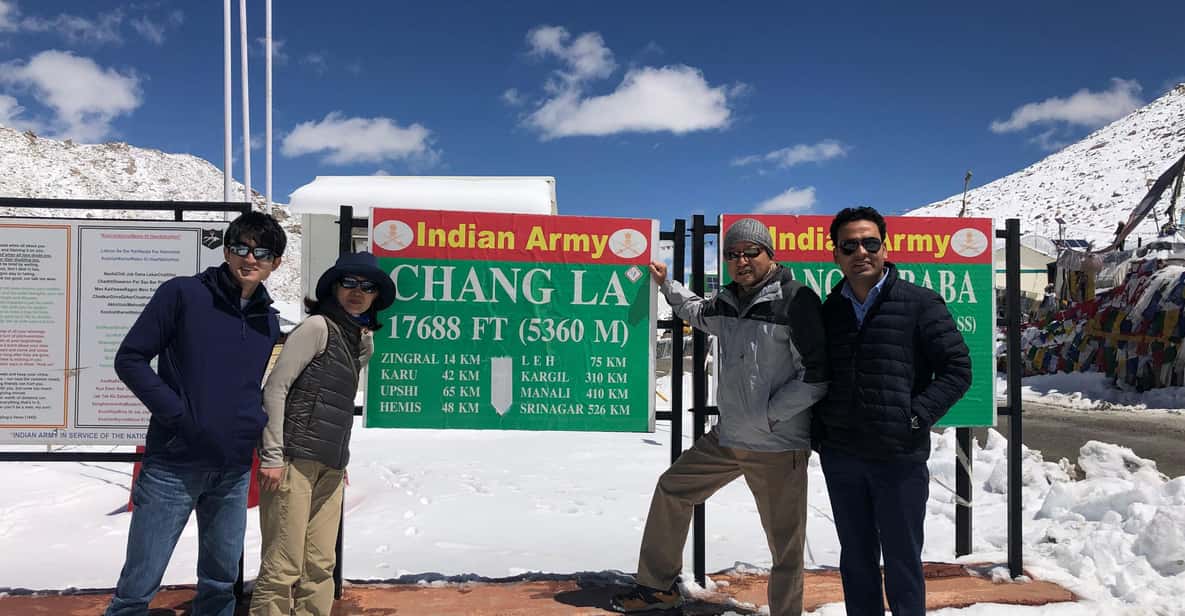 "Leh to Pangong Lake Sameday tour: A Day of Tranquil Wonders - Chang La Pass Photo Stop at 17,590 ft (5,392 m)